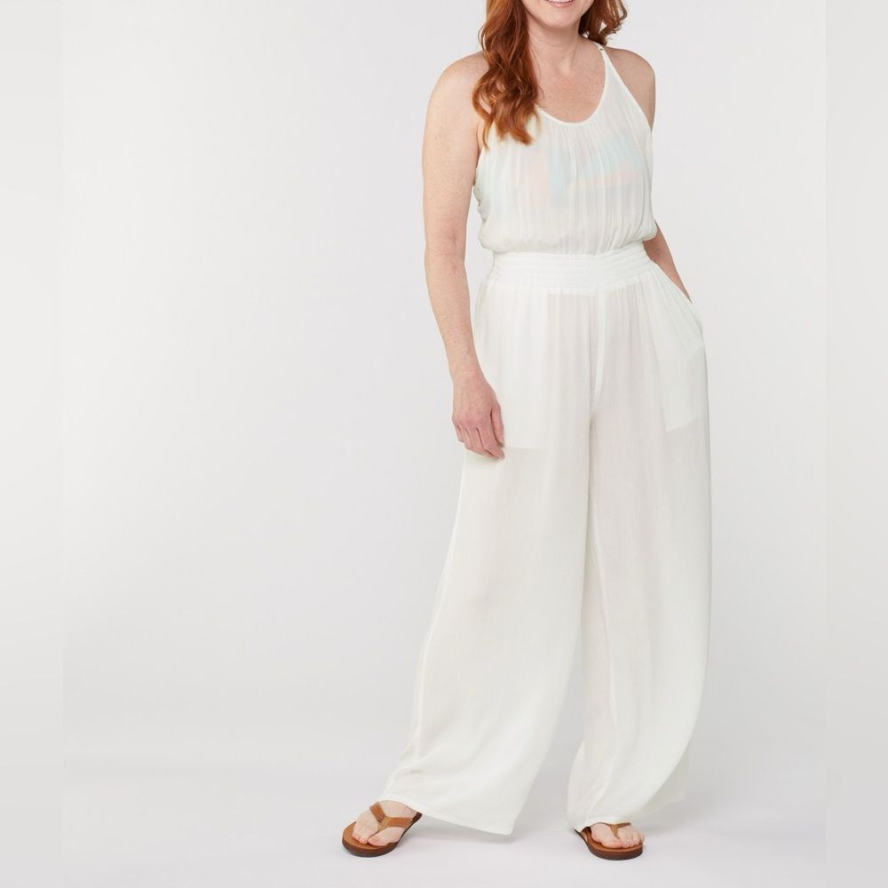 NWT Prana Fernie Wide Leg Jumpsuit Tank Romper White Beach Lightweight Size M